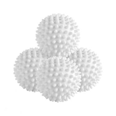Imagem de 4 peças de bolas de lavanderia, bolas de esfregar reutilizáveis para máquina de lavar, reduzindo rugas de roupas, melhor limpeza (branca)