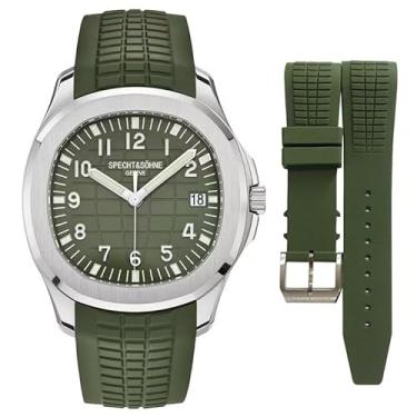 Imagem de SPECHT&SOHNE Relógio mecânico automático 2024 com pulseira de borracha Miyota 8215 Movt Business Sport Relógio de pulso à prova d'água 42 mm luminoso moda casual relógio masculino (ouro rosa), verde