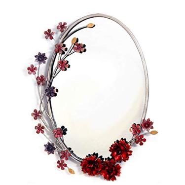 Imagem de Espelho rústico esculpido em ferro forjado fundo americano espelho decorativo banheiro espelho impermeável