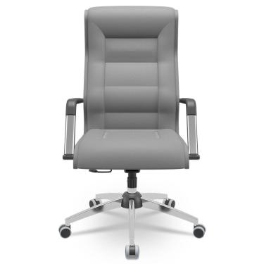 Imagem de Cadeira De Escritório Giratória Presidente Base Cromada Kirk P03 Facto Cinza - Lyam Decor