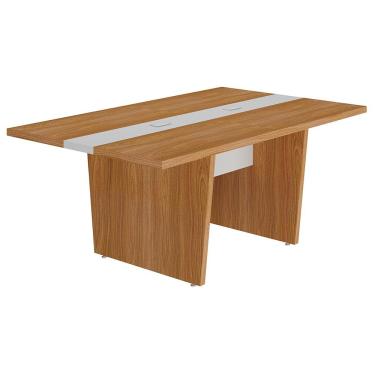 Imagem de Mesa de Reunião Para Escritório Com 02 Tomadas 179cm Unik A02 Freijó Branco - Lyam Decor