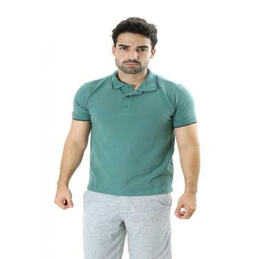 Imagem de Camiseta Masculina Gola Polo Verde Piquet Gold Com Elastano