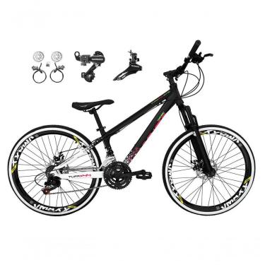 Imagem de Bicicleta Aro 26 Vikingx Tuff X44 Preto/branco 21v Câmbios Shimano Tz Freios Hidráulicos Aros Vmaxx Pretos