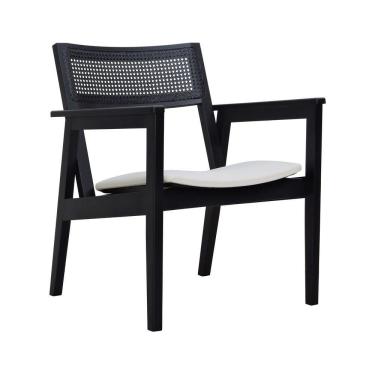 Imagem de Poltrona Gusty Com Encosto Telinha Assento Anatômico - Preto Estofado Corano Bege