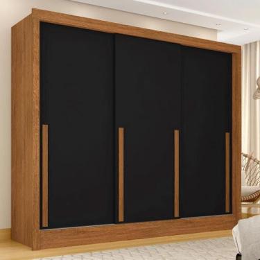 Imagem de Guarda Roupa Casal 3 Portas De Correr 1,80m Isabela Cinamomo/pto - M.a