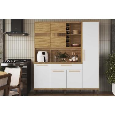 Imagem de Kit De Cozinha Compacta Touriga C- 6 Portas E 1 Gaveta 220cm Amendoa-branco - Ronipa