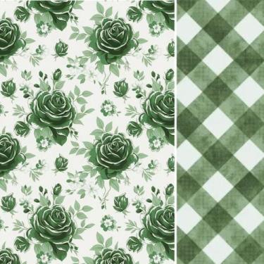 Imagem de Composê Tecido Tricoline Floral Nice x Xadrez 0,50 x 1,50 mt 100% Algo