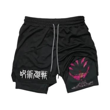 Imagem de Shorts De Compressão 2 Em 1 Para Academia Com Estampa Do Anime Jujutsu