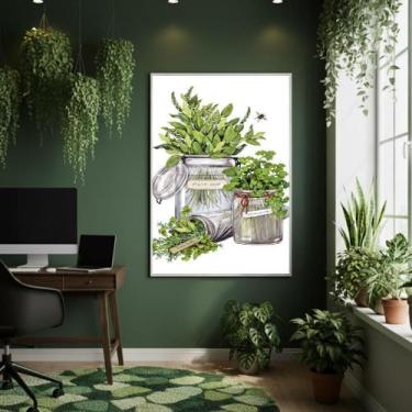 Imagem de Quadro Decorativo Ervas Em Vidros 70X50Cm Mold Preta - Quadros On-Line