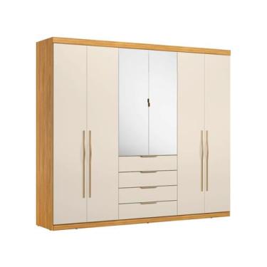 Imagem de Guarda-roupa Casal com Espelho  4 Gavetas 6 Portas Demóbile Giardino, 