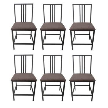 Imagem de Kit 6 Cadeiras Reforçada Para Cozinha E Sala Jantar Luxo Marrom Brauna