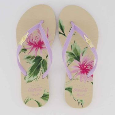 Imagem de Chinelo Coca Cola Cherry Garden Bege e Roxo-Feminino