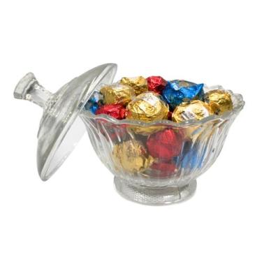 Imagem de Baleiro Bomboniere Decorativo De Vidro Clear 270ml Com Tampa - EM CASA