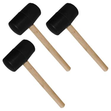 Imagem de Marreta Borracha Cabo Kit 3 Uni Madeira Piso Chao Ladrilho Martelo Cemarica Montagem Reparo Manutençao Movel Mercenaria