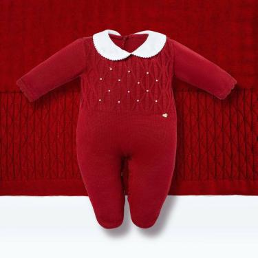 Imagem de Saída de Maternidade Bebê Menina Tricot Vermelho Pérolas-Hug