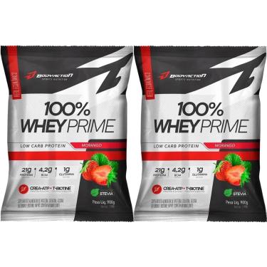 Imagem de Kit 2X 100% Whey Prime - 900g Refil Morango - BodyAction-Masculino