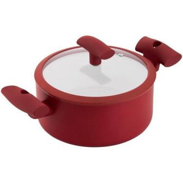 Imagem de Caçarola Hercules Redonda Antiaderente Ceramica Indução Vermelha 20x9c