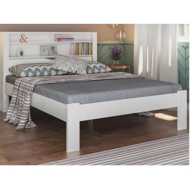 Imagem de Cama de Casal Madeira Com Baú Invicta Santos Andirá Branco - SANTOS AN