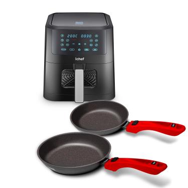 Imagem de Airfryer Ichef Smart Vision 6L e Panelas Ultra Sauté Grand 24cm e Ultra Sauté Petit 20cm Vermelha | 220V