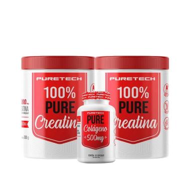 Imagem de Kit 2x Creatina 100% Pure 300g + Colágeno 120 Caps PURETECH-Unissex