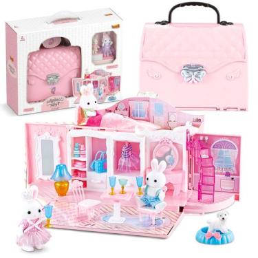 Imagem de Brinquedo Maletinha Casinha Feliz Playset Com Coelhos E Acessórios - Z