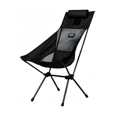Imagem de BASK Daydream Cadeira Dobrável com Encosto Alto e Travesseiro – Extra Grande, Estrutura em Alumínio Resistente (150kg) – Portátil para Camping, Pesca e Lazer – Preto