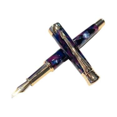 Imagem de Caneta-tinteiro De Resina Acrílica Azul, Irídio, 0,38 Mm, Acabamento E