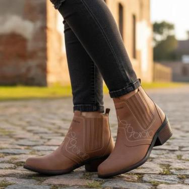 Imagem de Bota Feminina Country Marca Campolina Nobuck Marrom Claro Cor Rato Cos