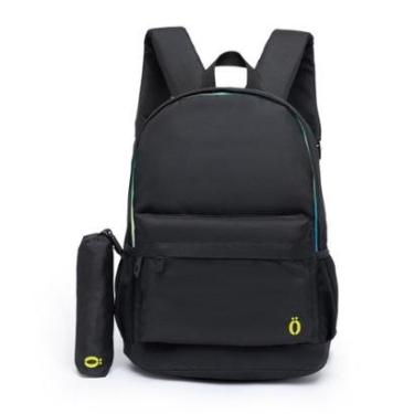 Imagem de Mochila Ozil Casual Escolar Notebook Cor Preto Estojo Lisa 15L-Masculino