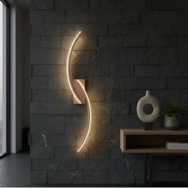 Imagem de Arandela Moderna Slim Minimalista 2 Perfis Curvos LED Integrado Canopl