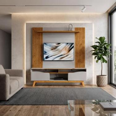 Imagem de Painel Home Theater 1.80m TV Até 75 Pol MDF Pés Madeira - - Poloshop E