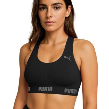 Imagem de Top Puma Feminino Original Nadador Academia Fitness, Preto, Cinza, p