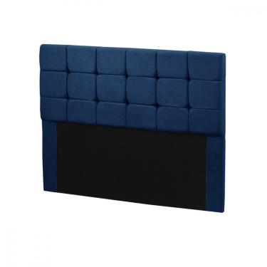 Imagem de Cabeceira Para Cama Box Casal Julia 140cm Veludo Detalhes Com Botões Azul Star Confort