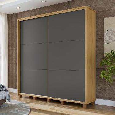 Imagem de Roupeiro Monte Carlo Ii 2 Portas De Correr Para Quarto Casal Home Decor Moderno - Cinamomo/grafite