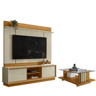 Imagem de Estante Home Theater Siena Sem Pés Com Mesa De Centro Frizz Cumaru Opala - Madetec
