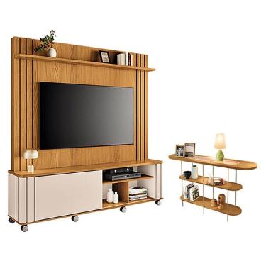 Imagem de Estante Home Theater Trinus Cinamomo Off White Com Aparador Infinity Cinamomo - Hb Móveis