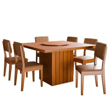 Imagem de Kit Mesa De Jantar Santiago 136 E 6 Cadeiras Córdoba Cinamomo-cappuccino