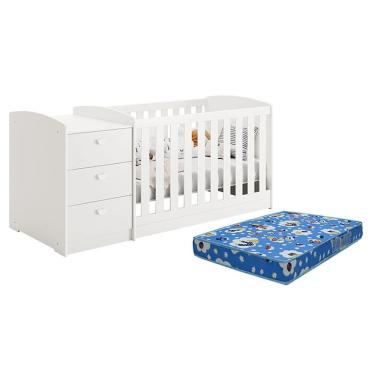 Imagem de Berço Multifuncional Atlanta Branco Acetinado Com Colchão Ortobom - Reller