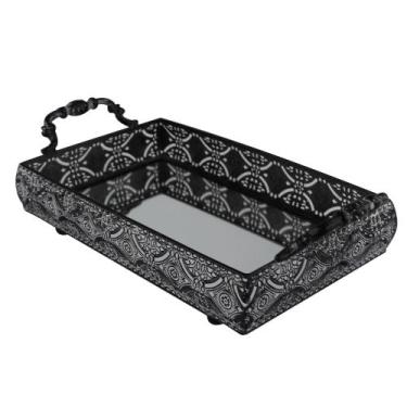 Imagem de Bandeja ret Bakir ferro espelho alça 35x19x10cm prata -L Hermitage - L