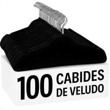Imagem de Kit 100 Cabides De Veludo Adulto Slim Para Roupas Antideslizante Ultra