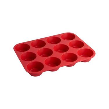 Imagem de Forma Silicone Cupcake 12 Cavidades Bolinho Redonda Cozinha Bolo Queij