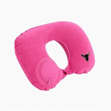 Imagem de Travesseiro Almofada De Pescoço Inflável E Portátil - Rosa P - OUTRAS 