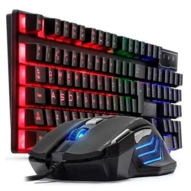 Imagem de Kit Teclado e Mouse Gamer Profissional RGB LED Preto USB 1,5M - ZONNE