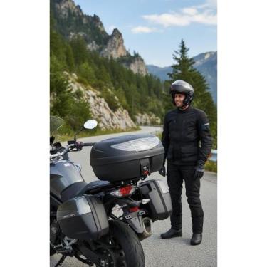 Imagem de Baú moto 45l preto: 2 capacetes + segurança - Congratulations Store