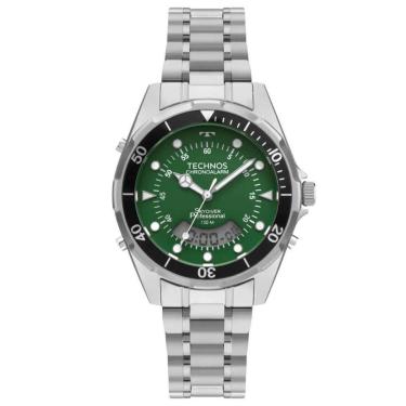 Imagem de Relógio Technos Masculino Skydiver Wt2060ab/1v Verde 40mm Prateado Preto Verde-Masculino