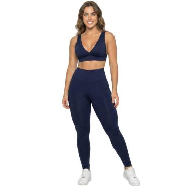 Imagem de Conjunto Top Bojo Costa Cruzada e Calça Suplex Bella Fiore Roupa Para Academia Fitness...