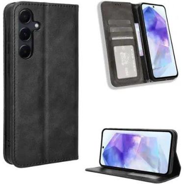 Imagem de Capa Capinha Carteira Flip Para Samsung Galaxy A55 Cor Preto - LXL