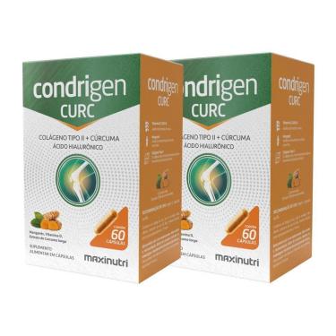 Imagem de Kit 2 Condrigen Curc Colágeno Tipo 2 + Cúrcuma 60 Cápsulas Maxinutri Sabor:Sem Sabor;Co...