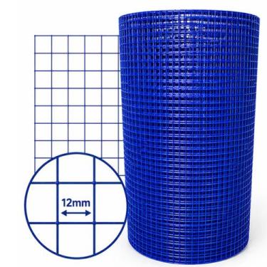 Imagem de Rolo Tela Soldada Azul 12mm Cerca Proteção Jardim Horta 1 metro x 10 m