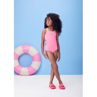 Imagem de Maiô 2/16 Momi Com Elastico Listrado Rosa Fluor, 6